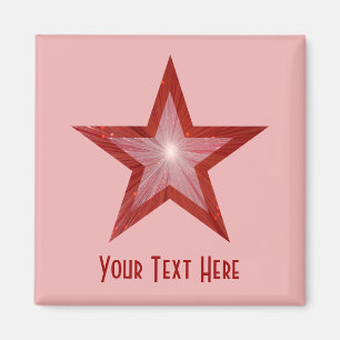 Roter Star Kühlschrank 'Dein Text'-Magnet Rosa Magnet
