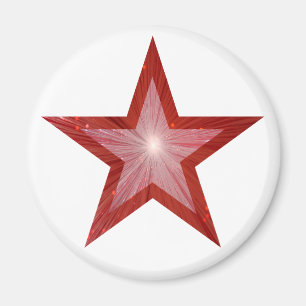 Roter Star Kühlschrankmagnet rund weiß