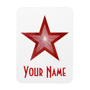 Roter Star "Name" flexibler Magnet weiß