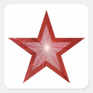 Roter Star-Quadrat-Aufkleber weiß Quadratischer Aufkleber