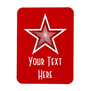 Roter Star 'Text' flexibler Magnet vertikal rot