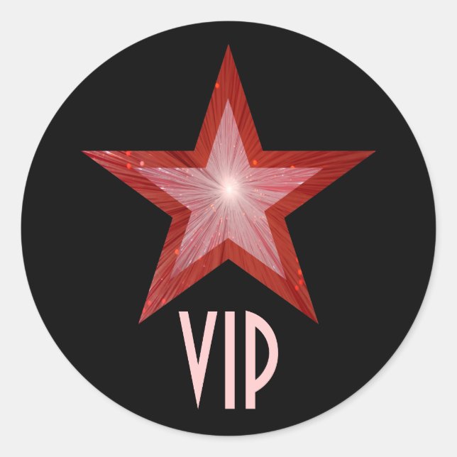 Roter Star VIP Rundaufkleber schwarz Runder Aufkleber (Vorderseite)