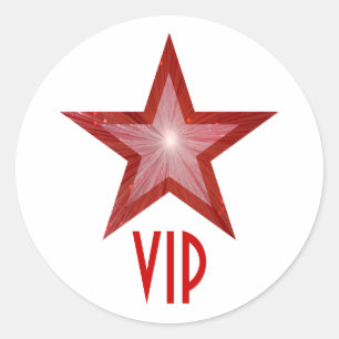 Roter Star VIP Rundaufkleber weiß Runder Aufkleber