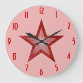 Roter Star "Zahlen" Uhr rund rosa