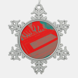 Roter Steno Gerichts-Berichts-Weihnachtsfeiertag Schneeflocken Zinn-Ornament