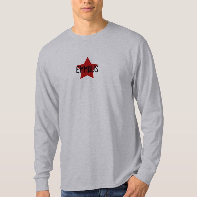 Roter Stern auf grauem LS-T-Shirt T-Shirt (Vorderseite)
