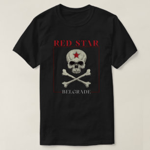 Roter Stern Belgrad Fan-Schädel T-Shirt