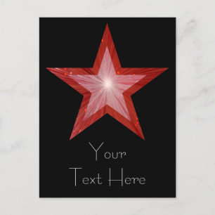 Roter Stern "Dein Text" Postkarte schwarz