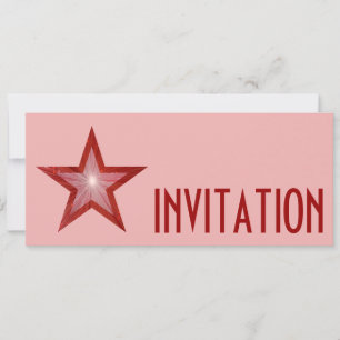 Roter Stern "INVITATION" rosa lang Einladung