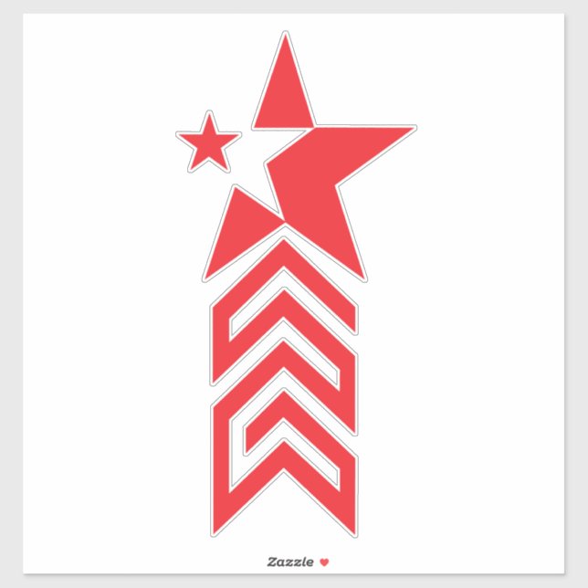 Roter Stern mit Chevron-Pfeilen Aufkleber (Blatt)