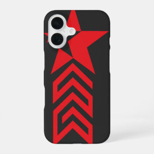 Roter Stern mit Chevron-Pfeilen iPhone 16 Hülle