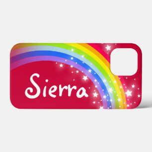 Roter Sternenhimmel mit bunten Regenbogen-individu iPhone 13 Mini Hülle