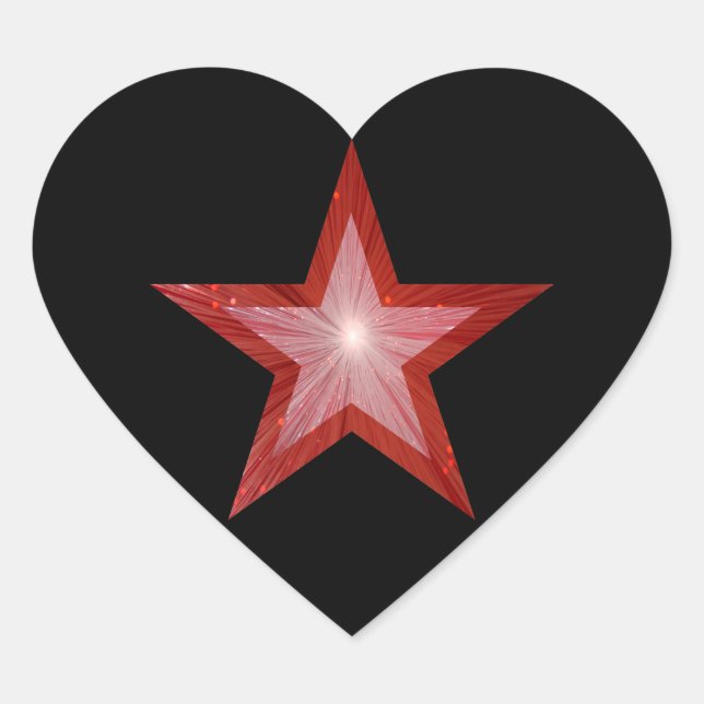 Roter Sternenkorb schwarz Herz-Aufkleber (Vorderseite)