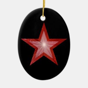 Roter Sternschmuck ovales Schwarz Keramik Ornament