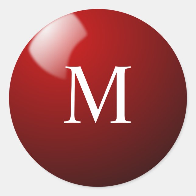 Roter Sticker für den Kugelsticker mit Monogramm (Vorderseite)
