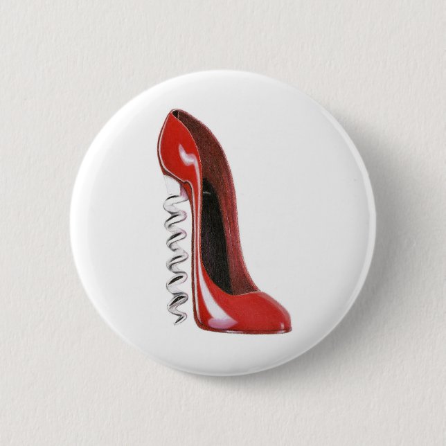 Roter Stilett-Korkenzieher-Fersen-Schuh-Knopf Button (Vorderseite)