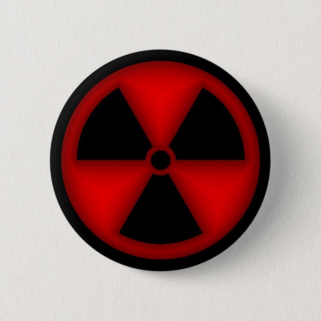 Roter Strahlungs-Symbol-Knopf Button (Vorderseite)