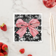 Roter Streifen Bow Chinoiserie Preppy Napkin