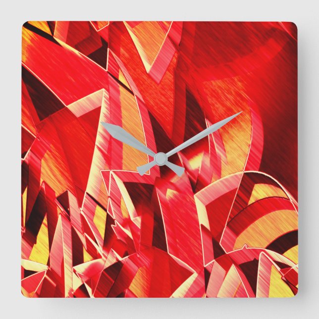 Roter Streifen, der die Bewegung simuliert Quadratische Wanduhr (Vorderseite)