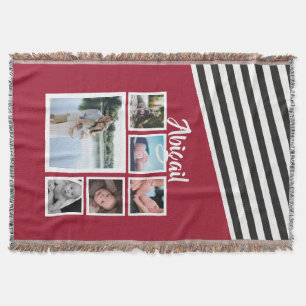 Roter Streifen Einmalige Personalisierte FotoColla Decke
