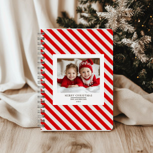 "Roter Streifen mit Foto Frohe Weihnachten und Nam Notizbuch