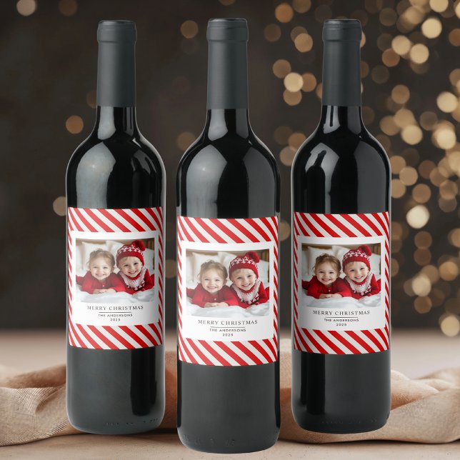 "Roter Streifen mit Foto Frohe Weihnachten und Nam Weinetikett (Von Creator hochgeladen)