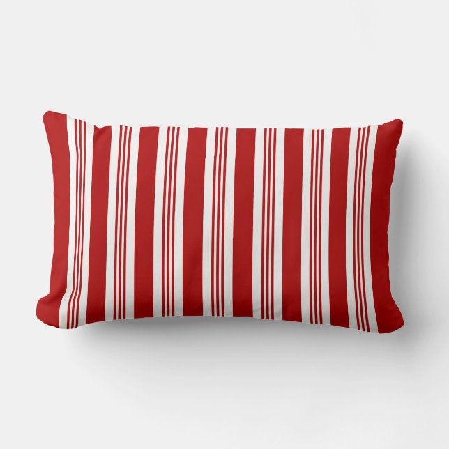 Roter Streifen Nautical Lumbar Kissen (Vorderseite)