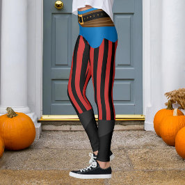 Roter Streifen Piratengürtel Halloween Leggings