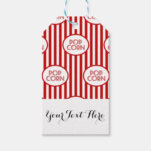 Roter Streifen Popcorn Box Filme Personalisiert Geschenkanhänger (Vorderseite)