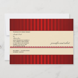 Roter Streifen und Elfenbeinband Ruby Hochzeitsein Einladung