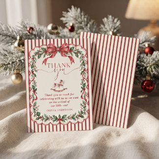 Roter Streifen Weihnachts-Baby-Party Dankeskarte