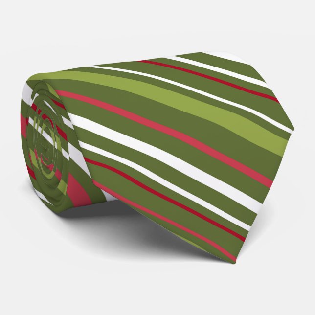 Roter Streifen Weihnachtsweiße Krawatte (Gerollt)