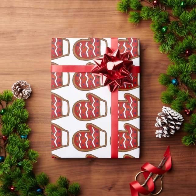 Roter Strick Mittens Weihnachten Zucker Kochreise Geschenkpapier (Feiertagsgeschenk)