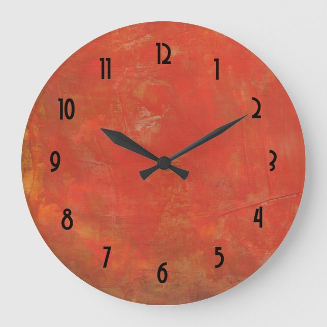 Roter strukturierter Grunge-abstrakter Hintergrund Große Wanduhr (Vorderseite)