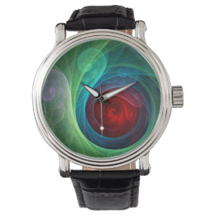 Roter Sturm Floral Modernes Abstraktes Kunstfarbmu Armbanduhr