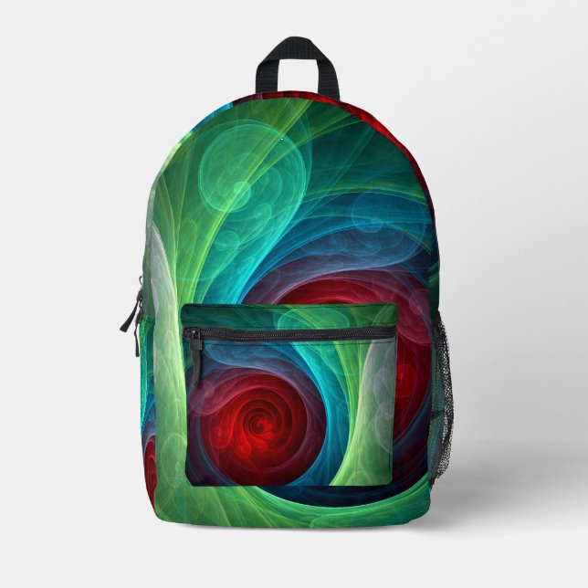 Roter Sturm Floral Modernes Abstraktes Kunstfarbmu Bedruckter Rucksack (Vorderseite)