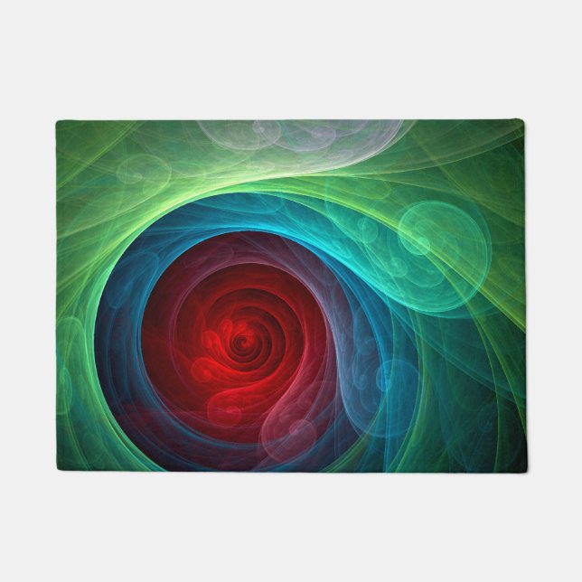 Roter Sturm Floral Modernes Abstraktes Kunstfarbmu Fußmatte (Vorderseite)