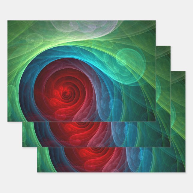 Roter Sturm Floral Modernes Abstraktes Kunstfarbmu Geschenkpapier Set (Set)