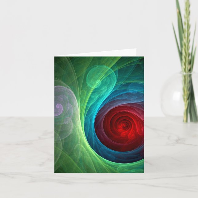 Roter Sturm Floral Modernes Abstraktes Kunstfarbmu Karte (Vorderseite)