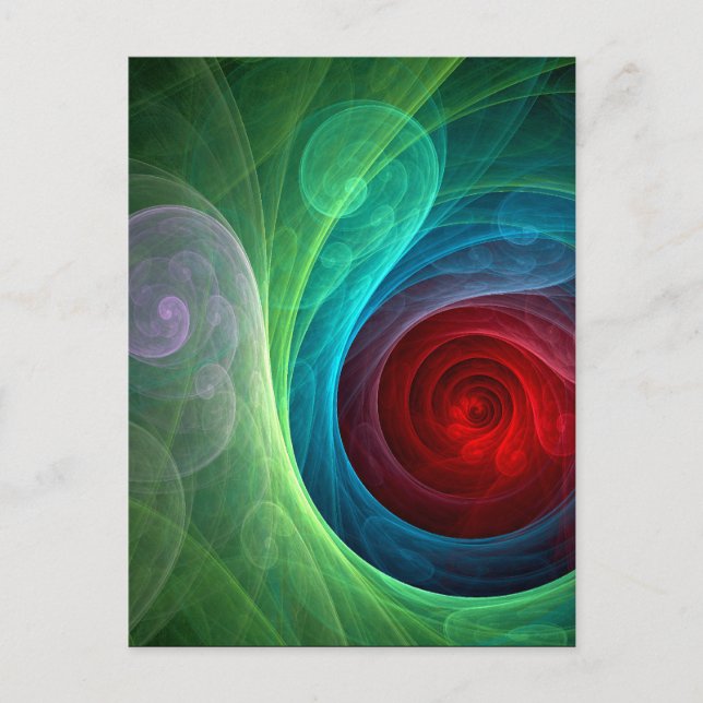 Roter Sturm Floral Modernes Abstraktes Kunstfarbmu Postkarte (Vorderseite)