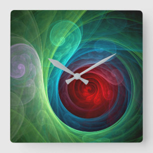 Roter Sturm Floral Modernes Abstraktes Kunstfarbmu Quadratische Wanduhr