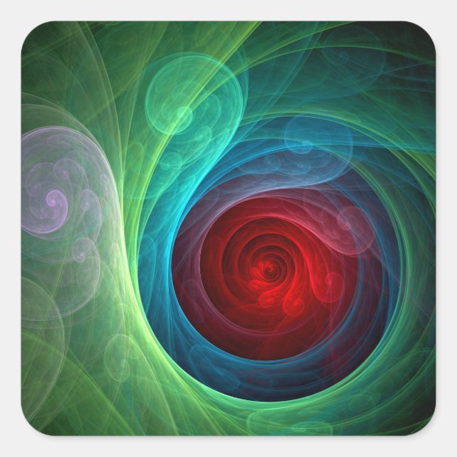 Roter Sturm Floral Modernes Abstraktes Kunstfarbmu Quadratischer Aufkleber (Vorderseite)