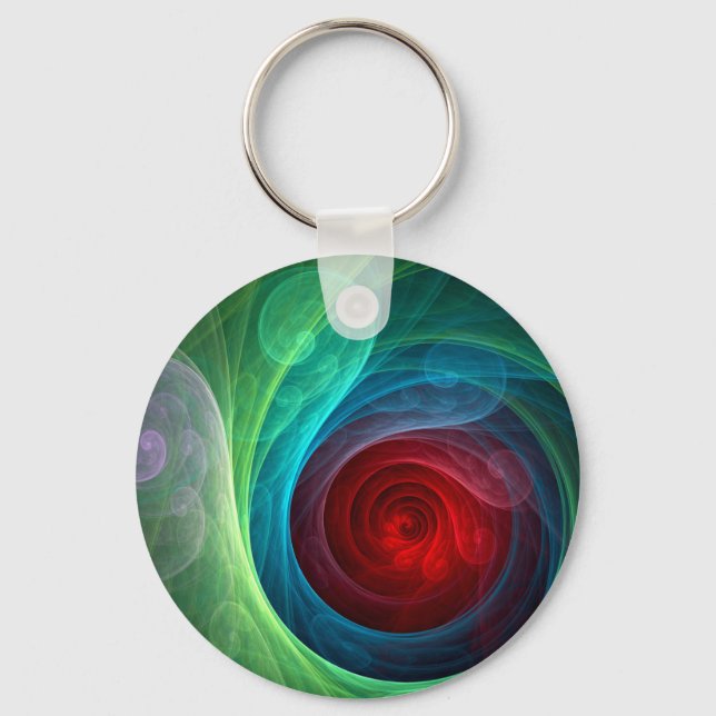 Roter Sturm Floral Modernes Abstraktes Kunstfarbmu Schlüsselanhänger (Vorderseite)