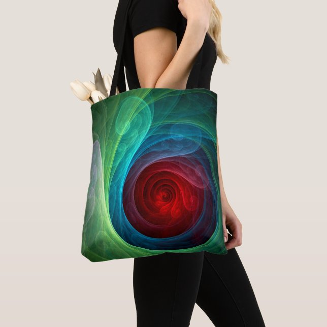 Roter Sturm Floral Modernes Abstraktes Kunstfarbmu Tasche (Von Nahem)