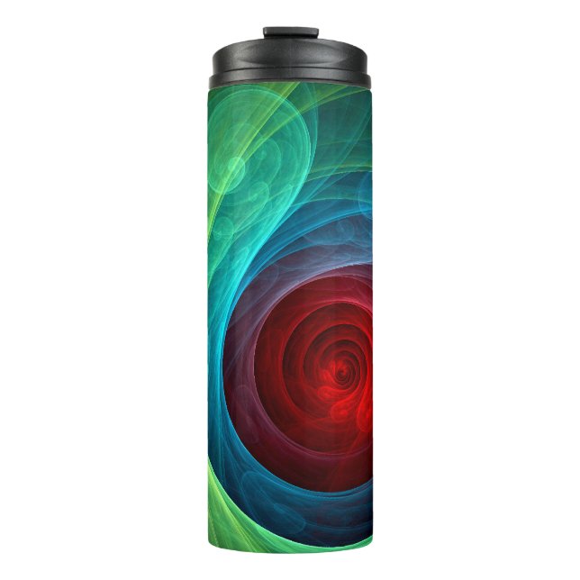 Roter Sturm Floral Modernes Abstraktes Kunstfarbmu Thermosbecher (Vorderseite)