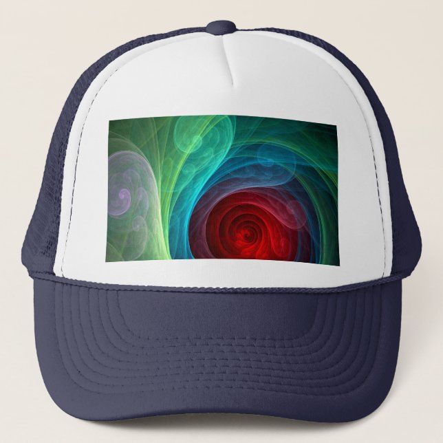 Roter Sturm Floral Modernes Abstraktes Kunstfarbmu Truckerkappe (Vorderseite)