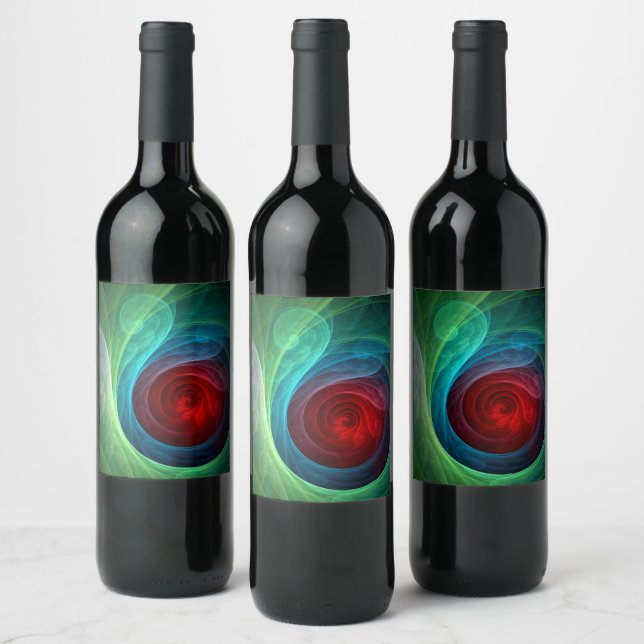 Roter Sturm Floral Modernes Abstraktes Kunstfarbmu Weinetikett (Flaschen)