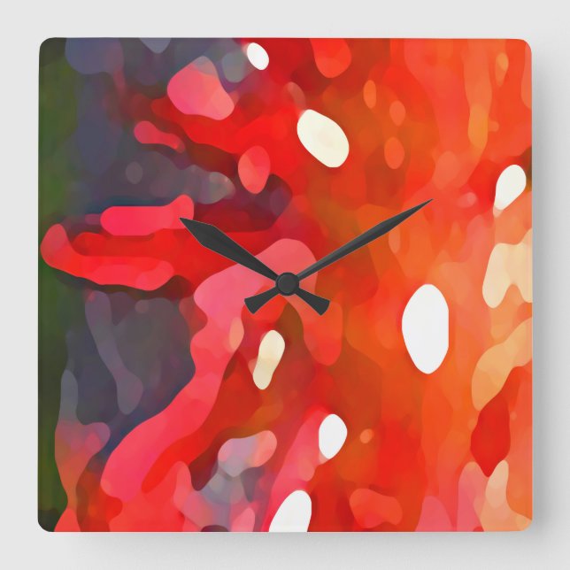 Roter Sun abstrakt durch Amy Vangsgard Quadratische Wanduhr (Vorderseite)