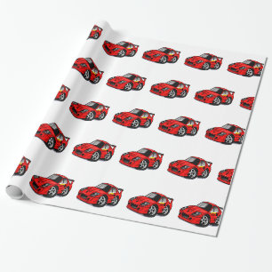 Roter Supercar Cartoon - Wählen Sie die Hintergru Geschenkpapier