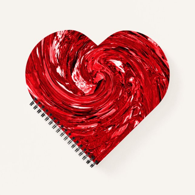 Roter Swirl-Design mit auffälliger Rosa Notizbuch (Vorderseite)